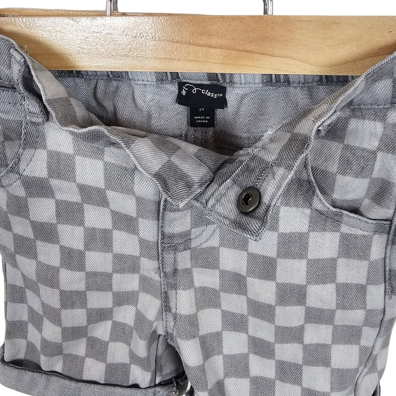 Art Class Checkered Jean Shorts 2T Grey View 3