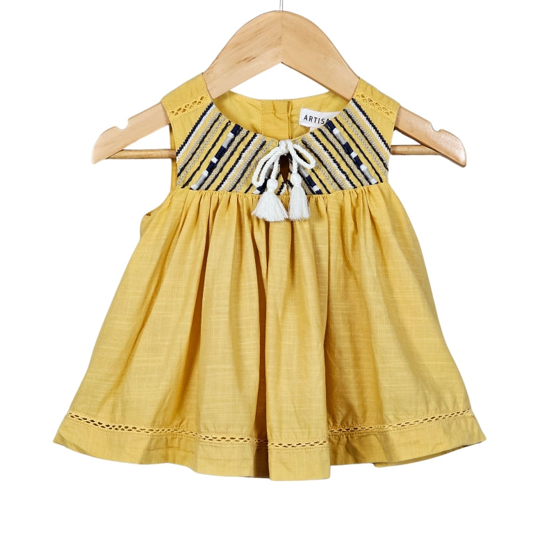 Artisan NY Baby Girl Embroidered Top 12M Yellow front