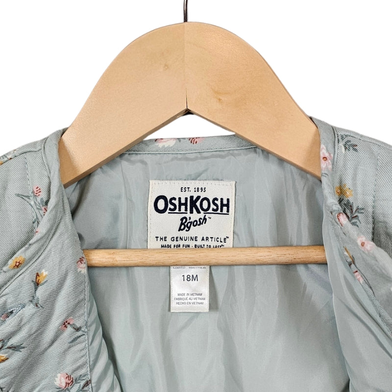Oshkosh Baby Girl Quilted Floral Jacket 18M Green tag