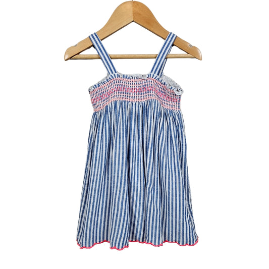 Cat & Jack Toddler Girl Sleeveless Striped Dress Blue White 3T View 2