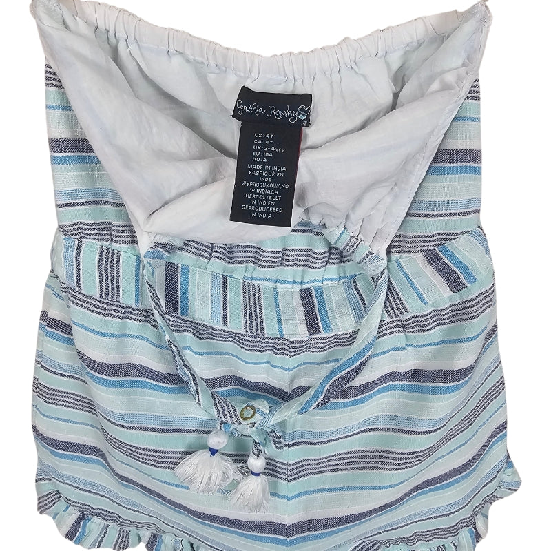Cynthia Rowley Girls Striped Romper 4T Blue View 3