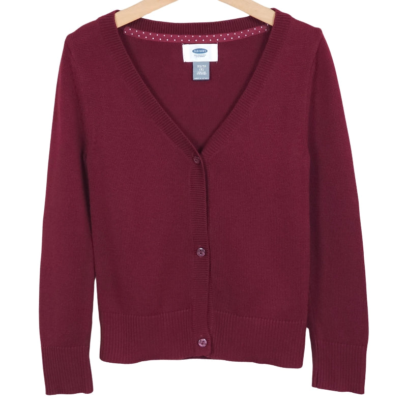 Old Navy Girls Cardigan Sweater XS 5 Maroon