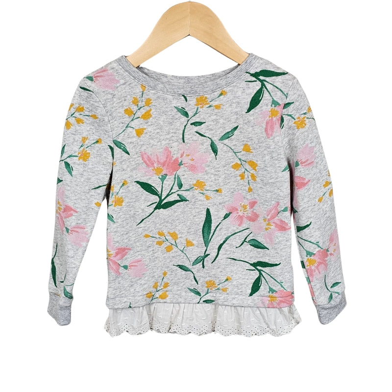 Old Navy Girls Floral Sweatshirt 4T Grey