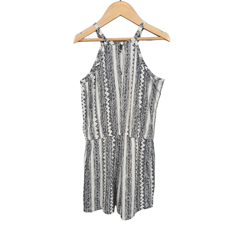 Old Navy Girls Patterned Romper Black White 10/12 View 2