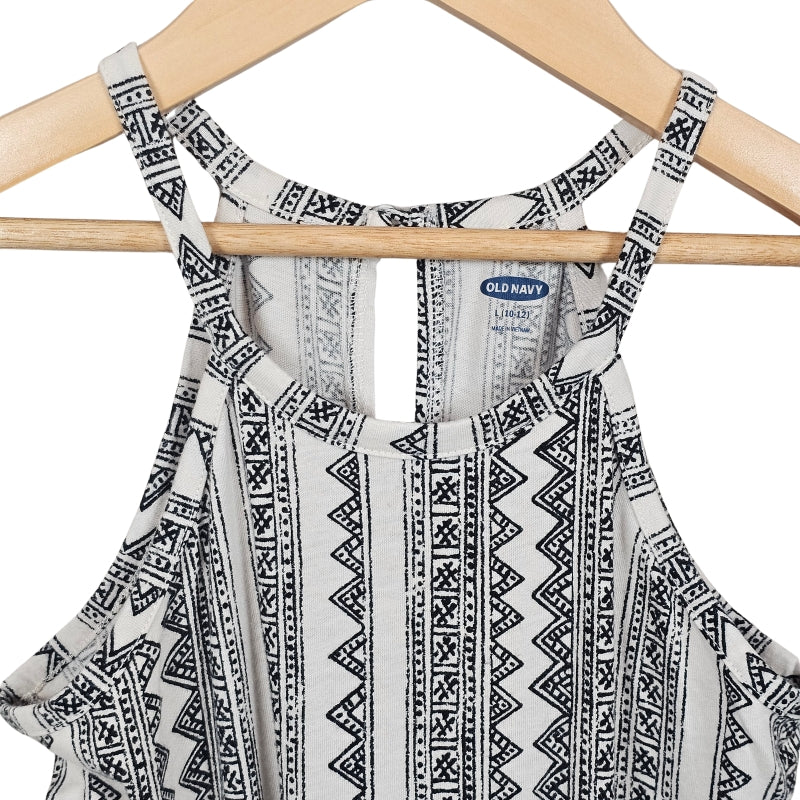Old Navy Girls Patterned Romper Black White 10/12 View 3