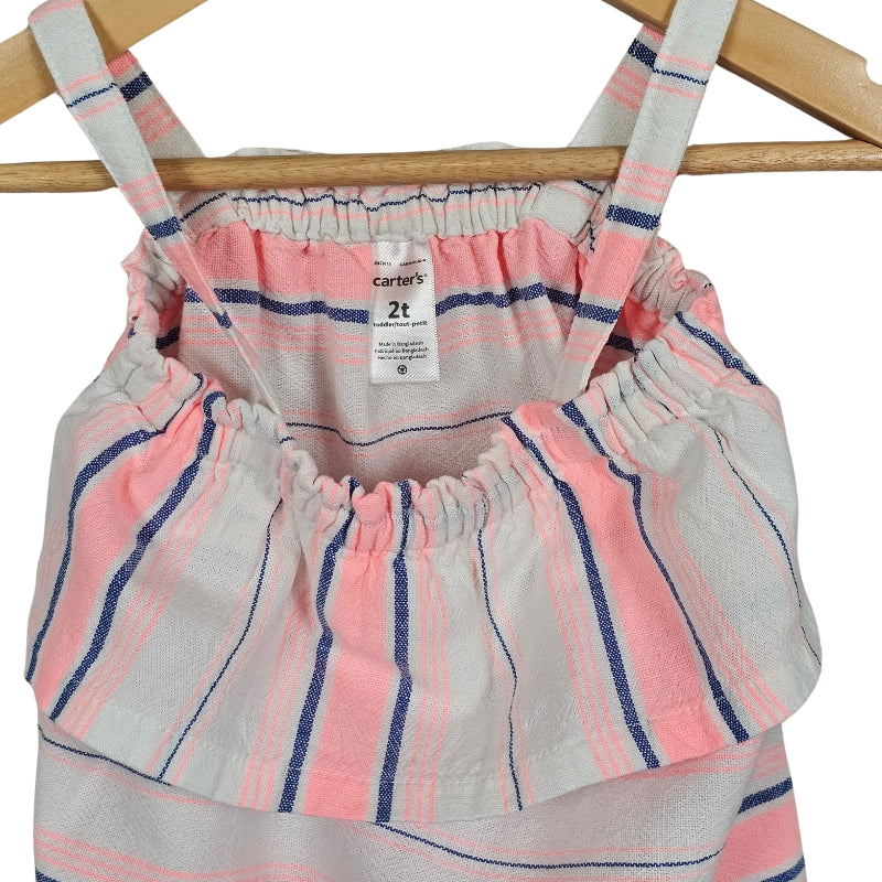 Carters Toddler Girls Striped Tank Top Pink White 2T View 3