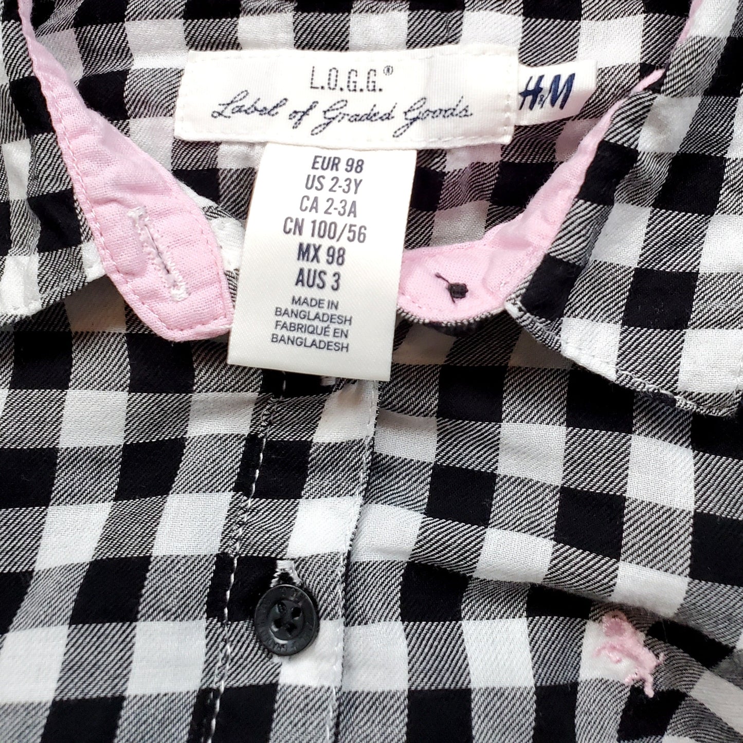 HM Black Girls White Buffalo Plaid Dress Used View 4