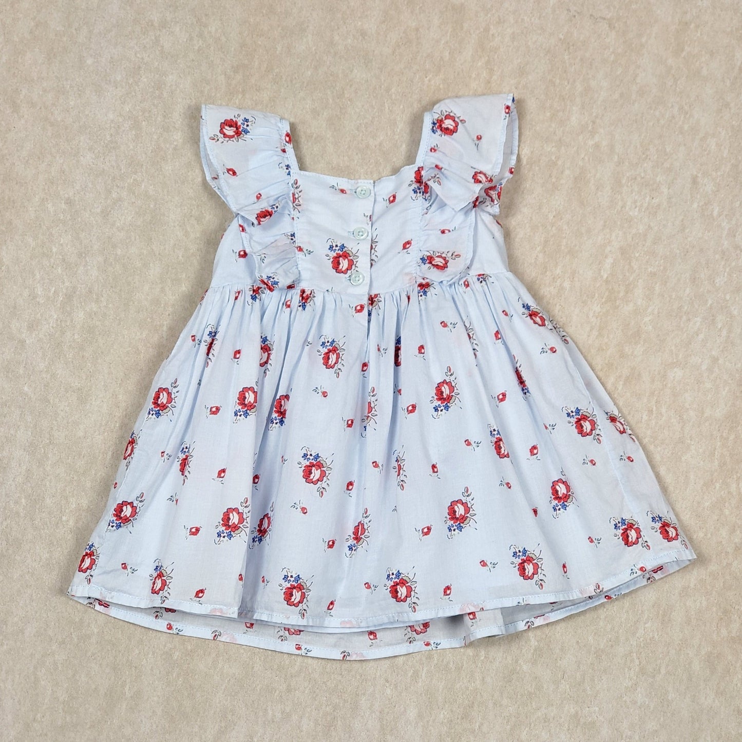 Baby Gap Girls Light Blue Floral Dress 6M Used, back