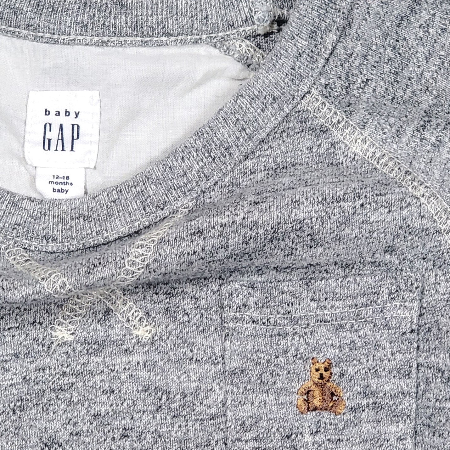 Baby Gap Boys Sweater Grey Marl Used, close-up