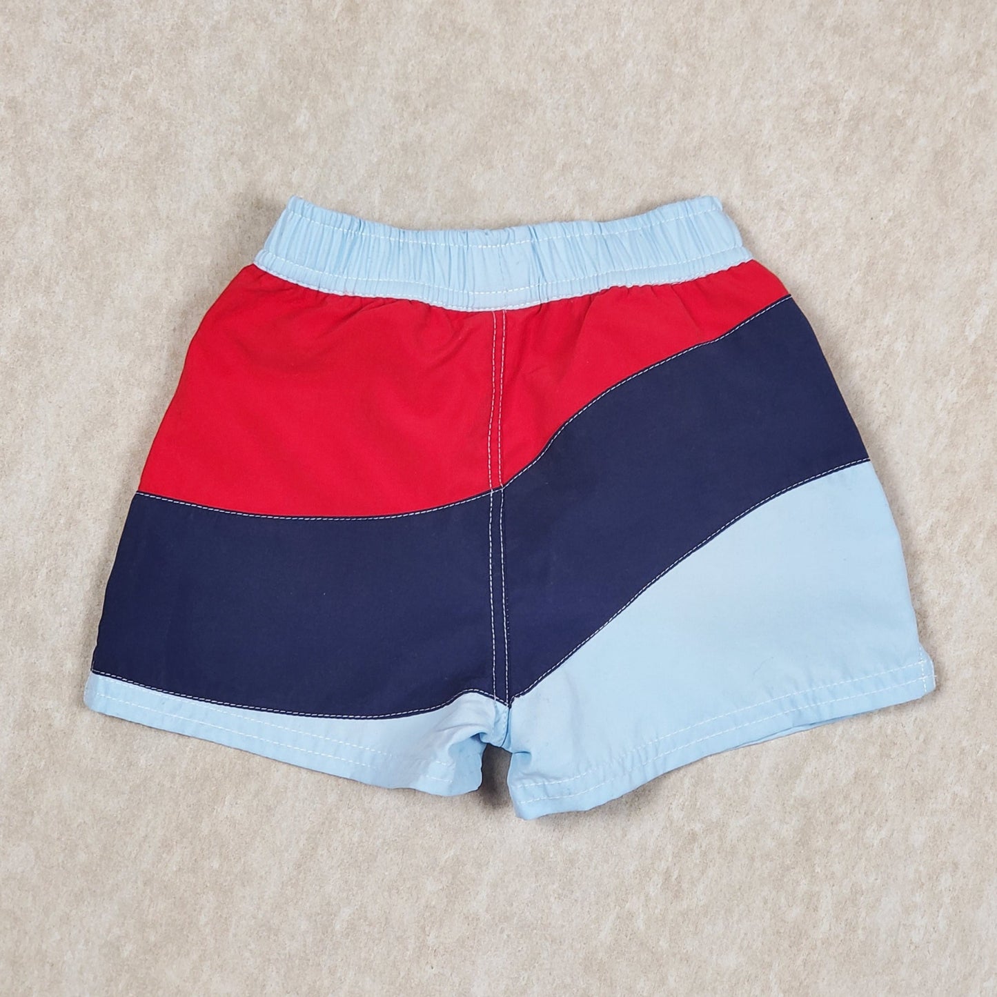 Baby Gap Boys Swim Trunks Blue Red Used, back