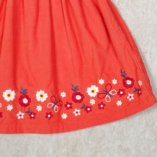 Beebay Girls Butterfly Floral Corduroy Dress 6M Used View 2