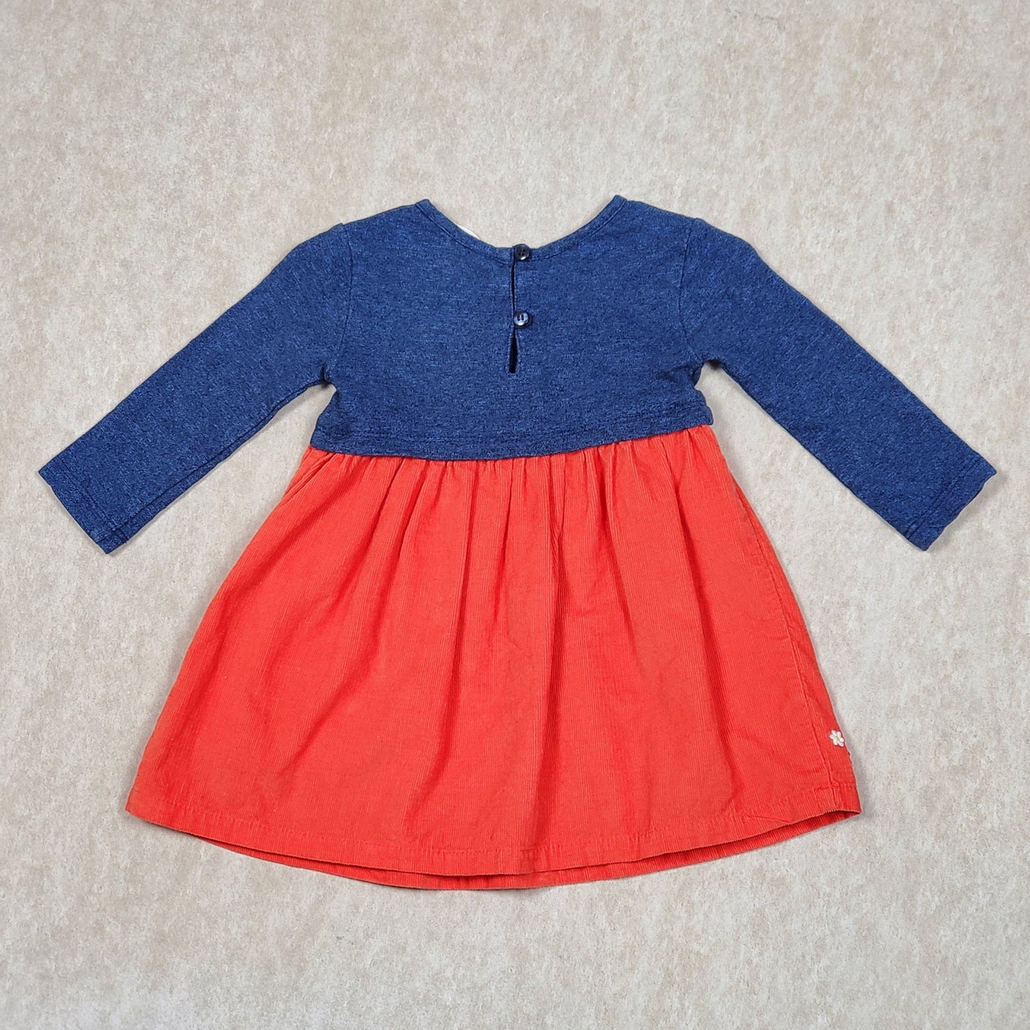Beebay Girls Butterfly Floral Corduroy Dress 6M Used View 3