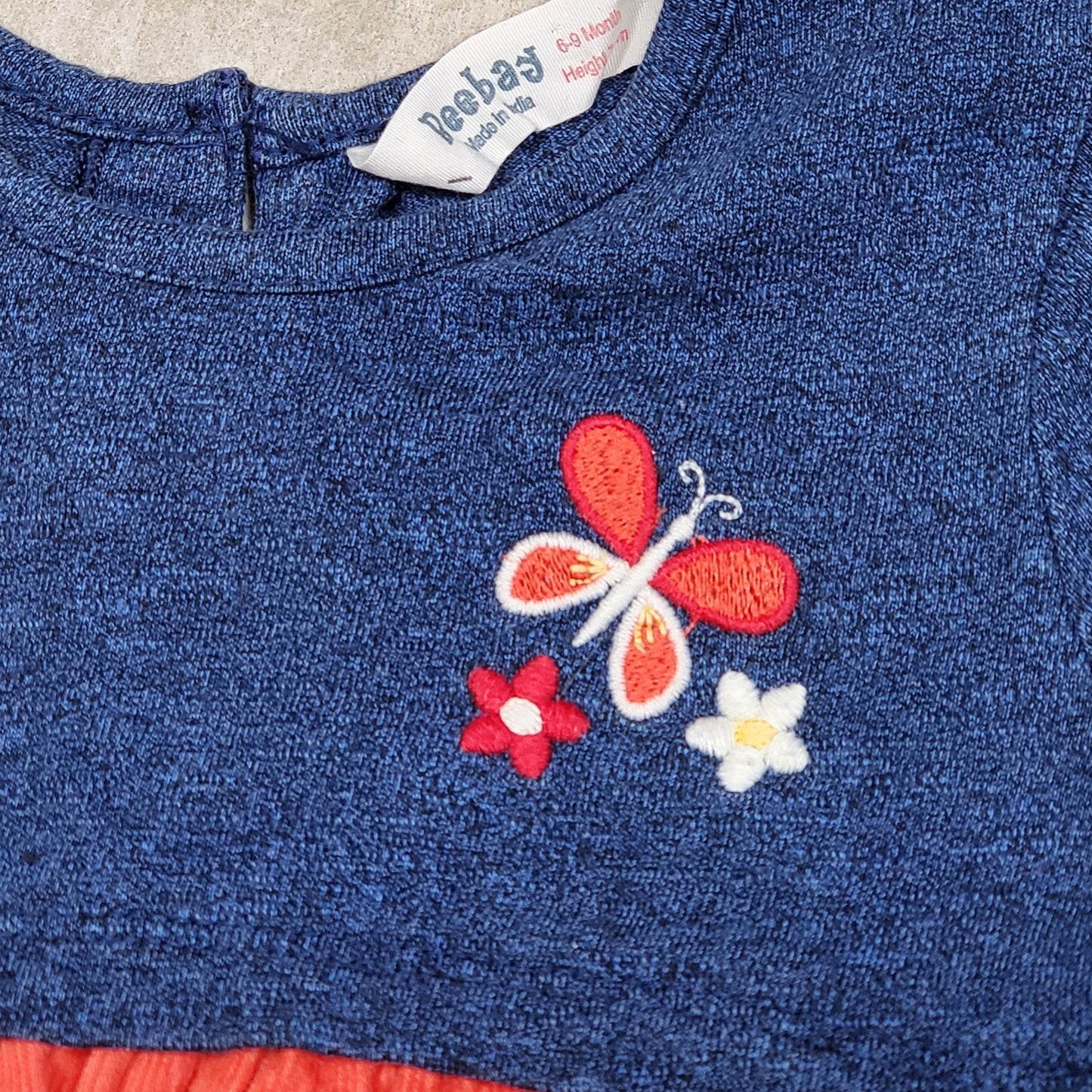 Beebay Girls Butterfly Floral Corduroy Dress 6M Used View 4