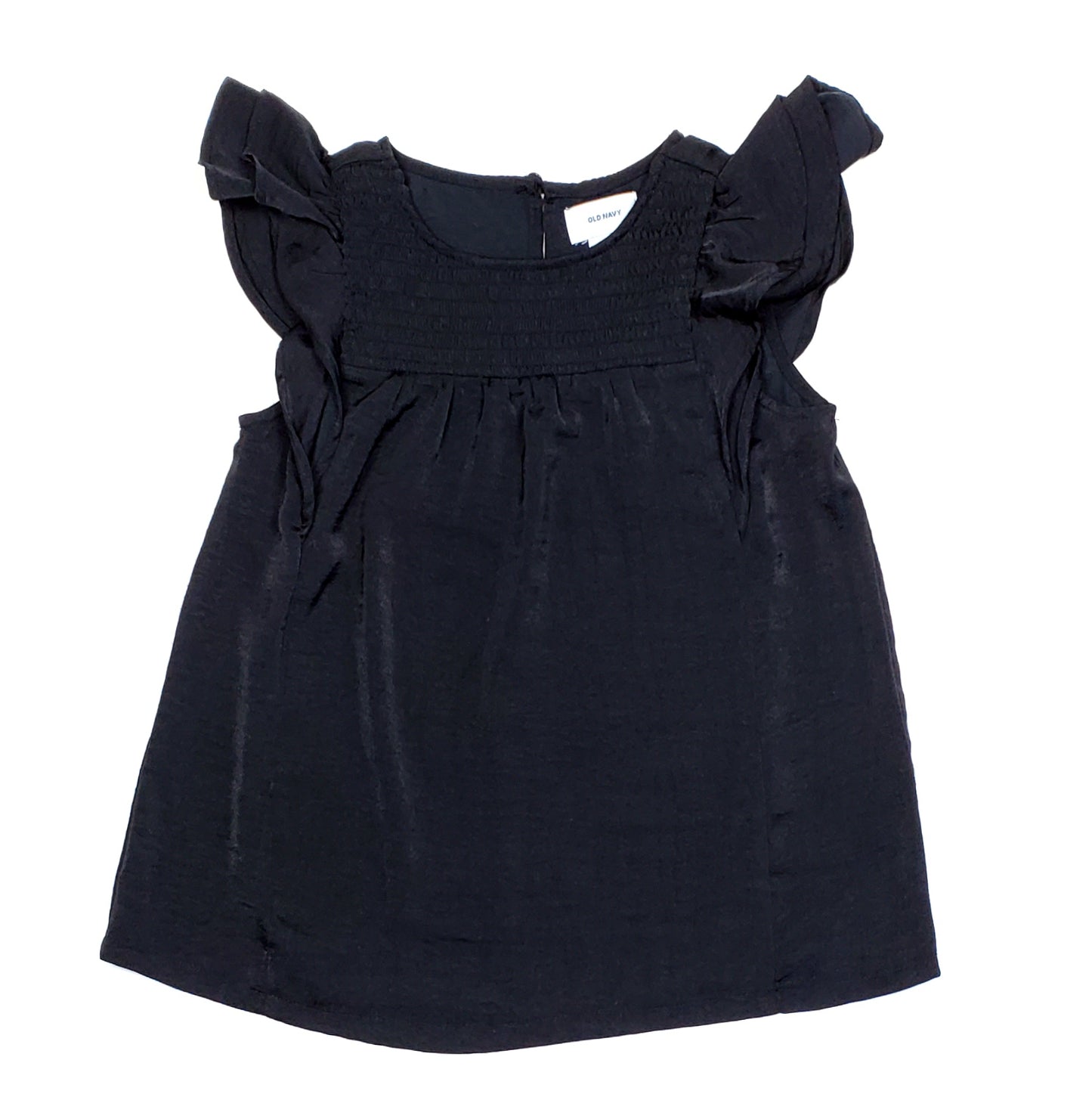 Old Navy Girls Black Flutter Sleeve Top Size 8 Used View 1