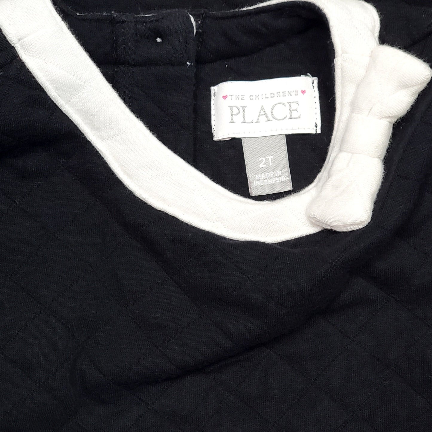 Childrens Place Black White Quilted Girls Dress 2T Used View 4