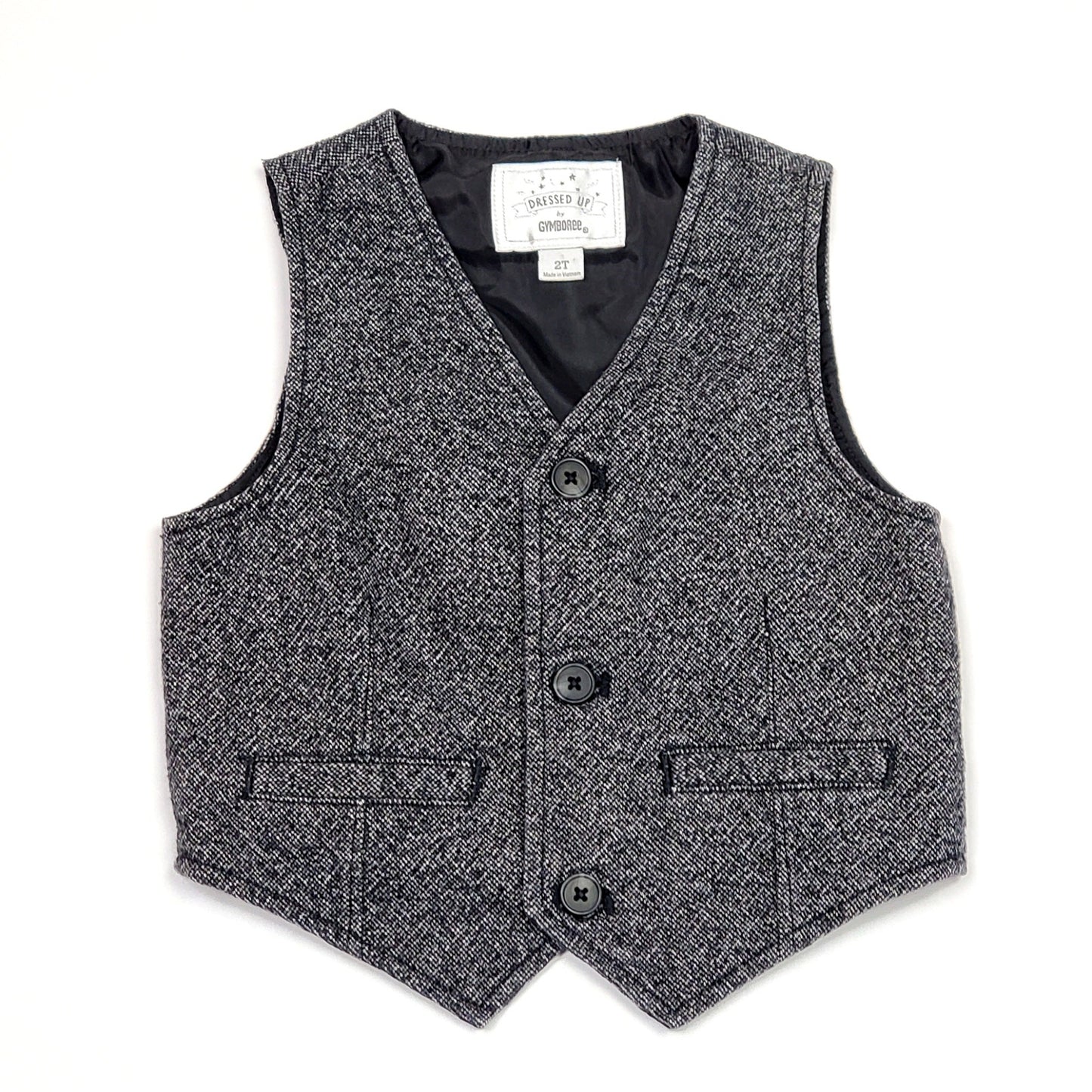 Gymboree Black White Tweed Boys Vest 2T Used View 1