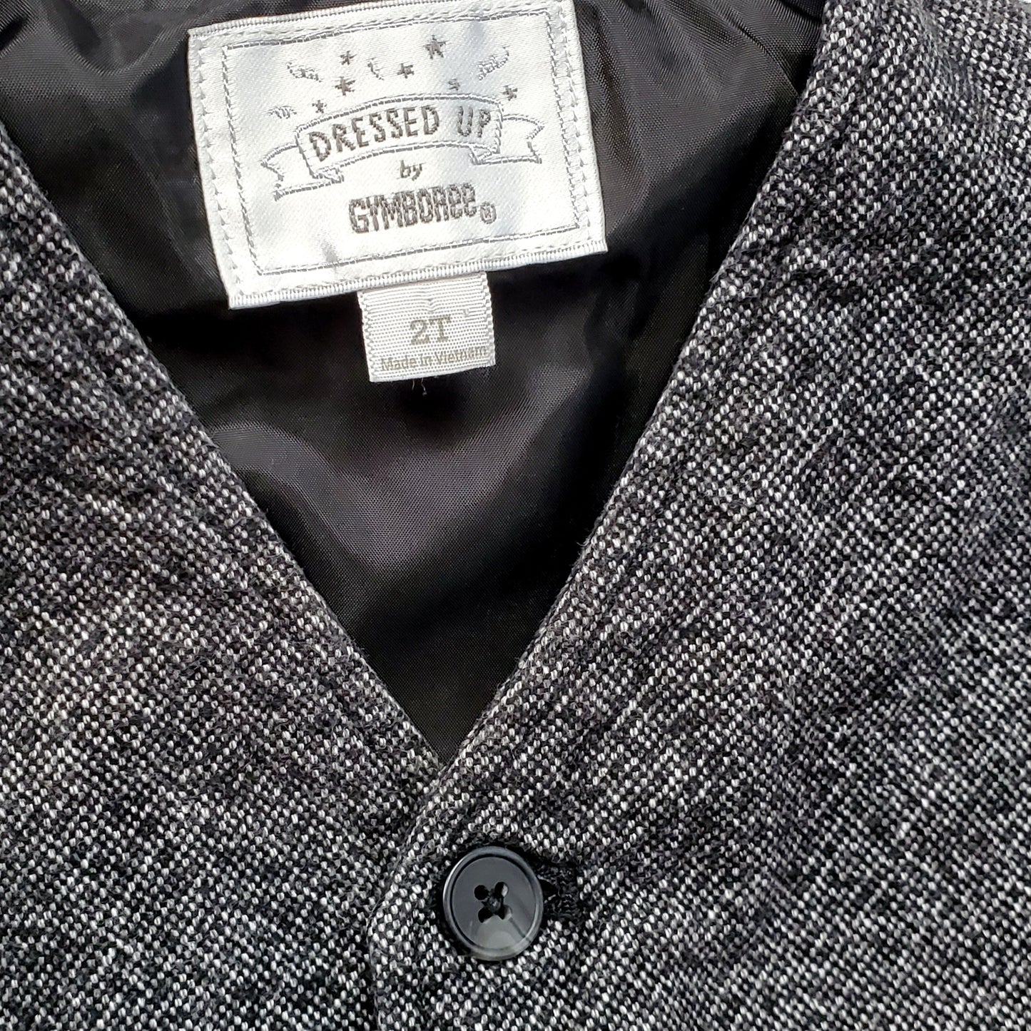 Gymboree Black White Tweed Boys Vest 2T Used View 3