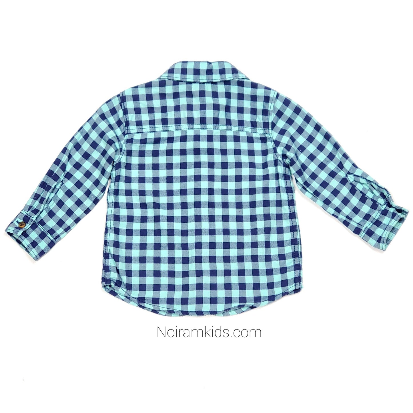 Carters Blue Check Plaid Boys Shirt 12M Used View 2