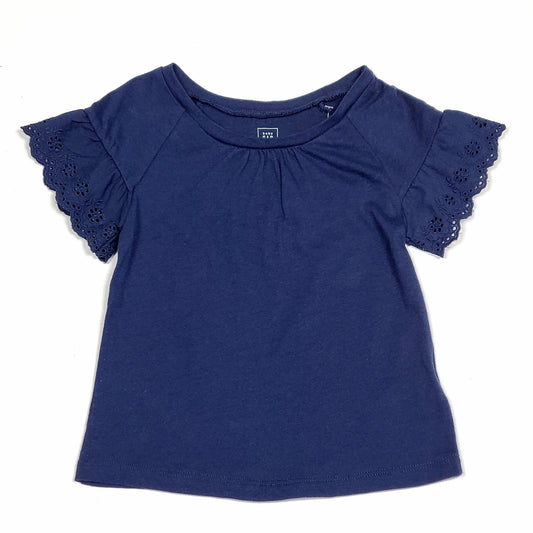 Gap Girls Navy Blue Eyelet Sleeve top 18M NWT View 1