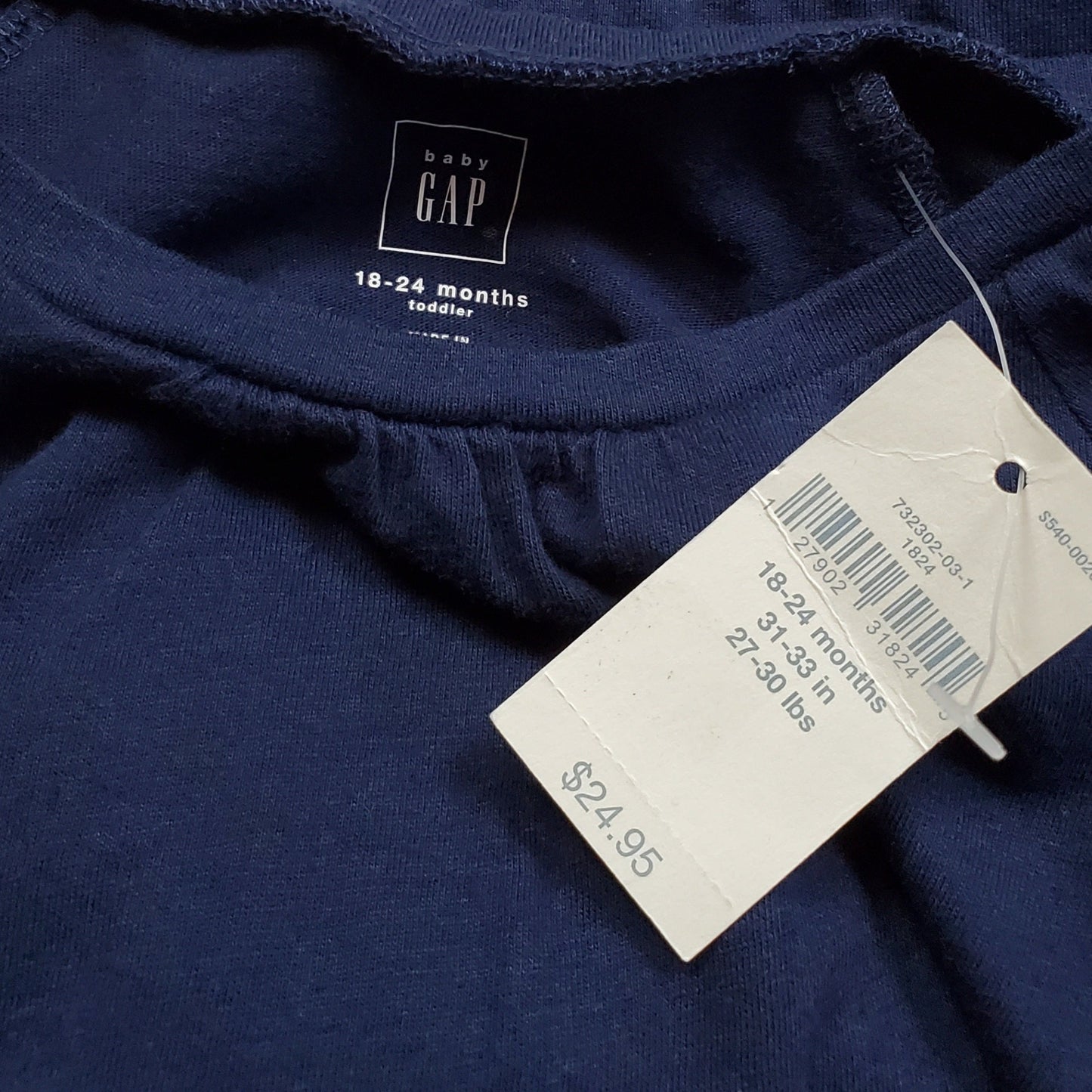 Gap Girls Navy Blue Eyelet Sleeve top 18M NWT View 3