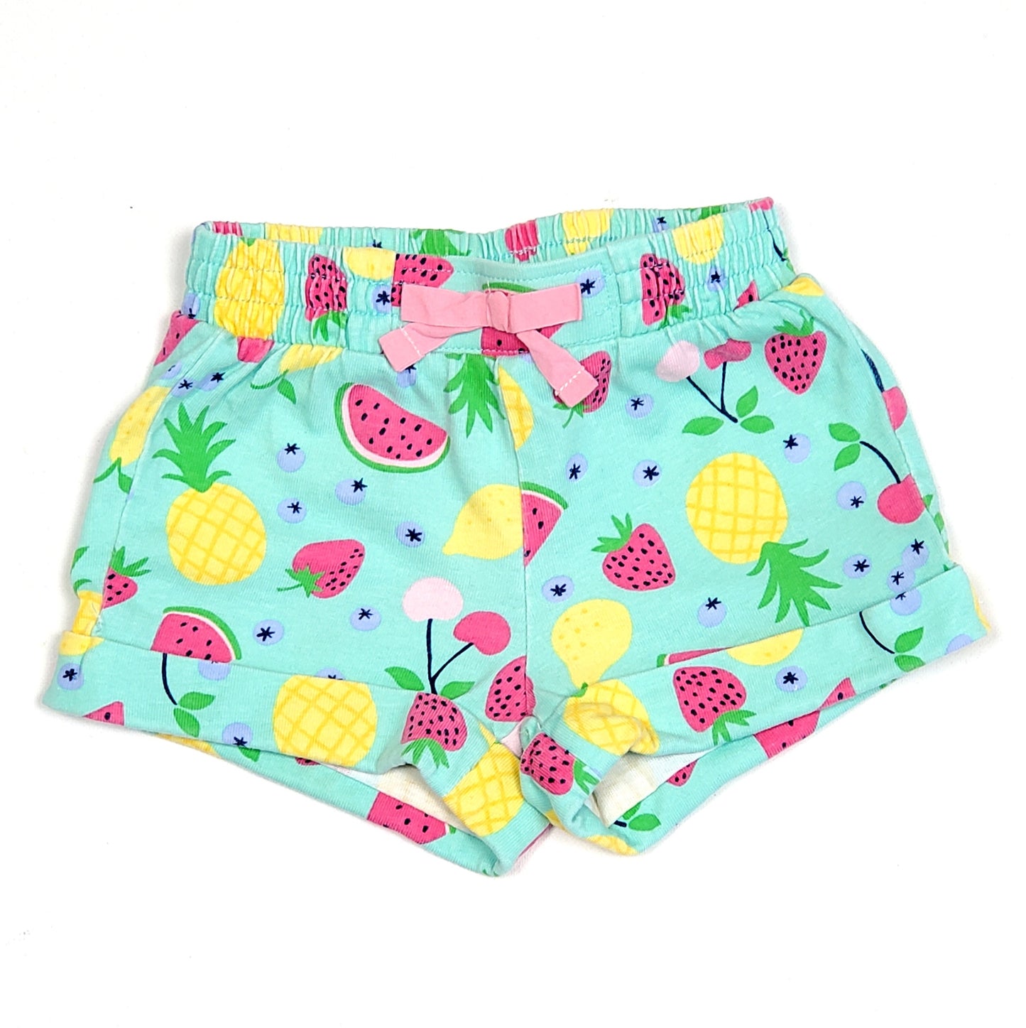 Gymboree Girls Blue Fruit Print Shorts 3M Used View 1