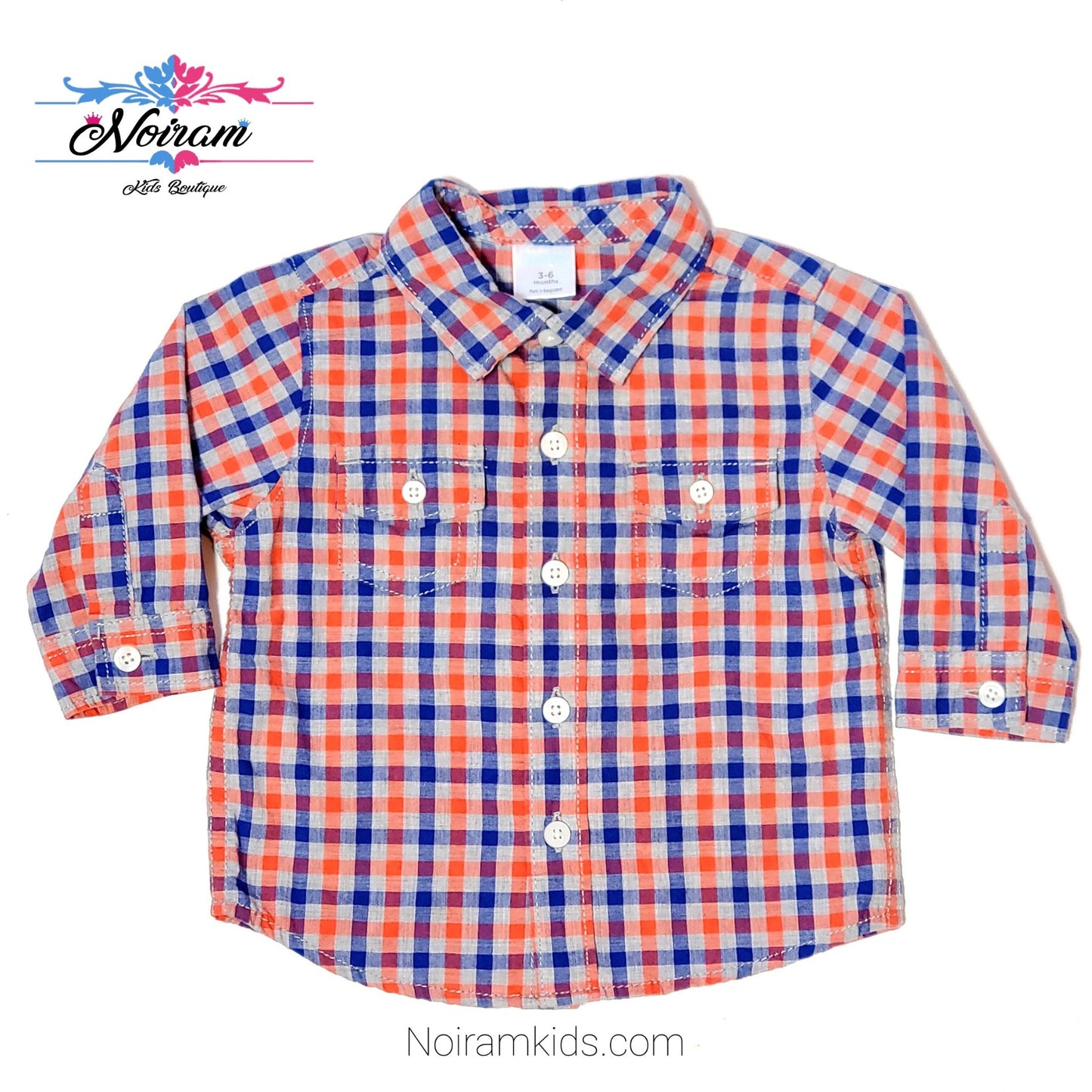Gymboree Blue Grey Check Plaid Boys Shirt Used View 1