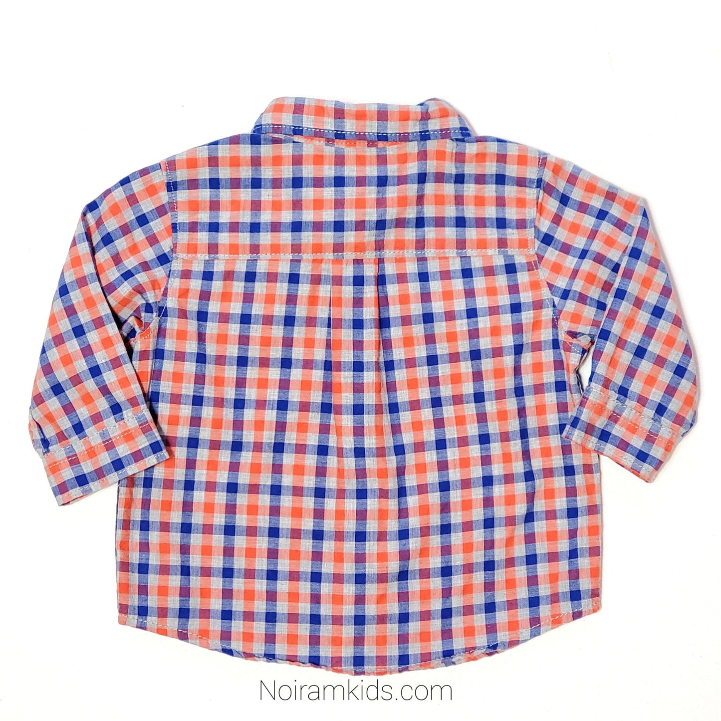 Gymboree Blue Grey Check Plaid Boys Shirt Used View 2