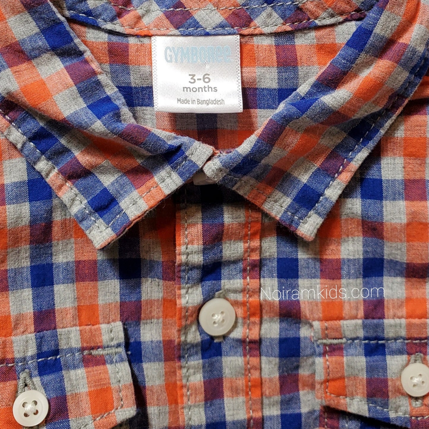 Gymboree Blue Grey Check Plaid Boys Shirt Used View 3