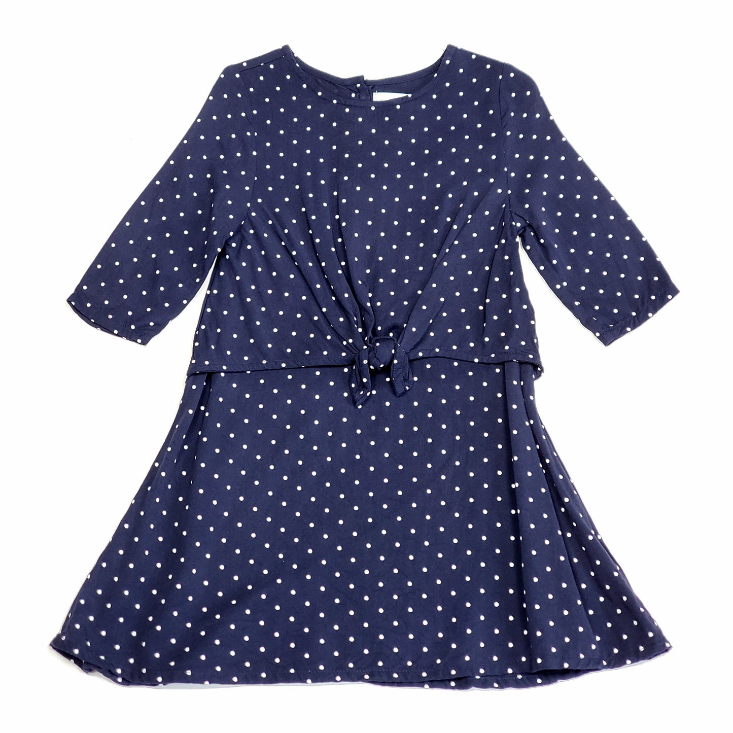 Old Navy Blue White Polka Dot Girls Dress 3T Used, front