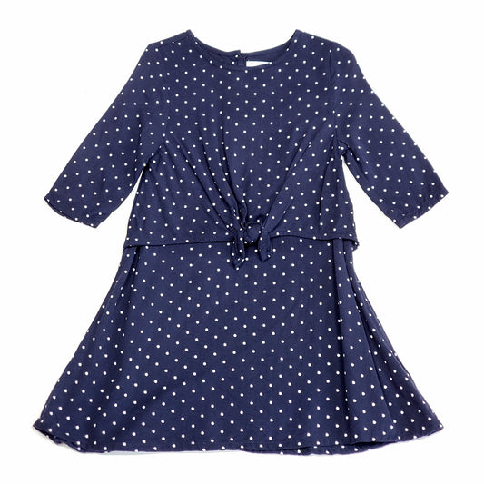 Old Navy Blue White Polka Dot Girls Dress 3T Used, front