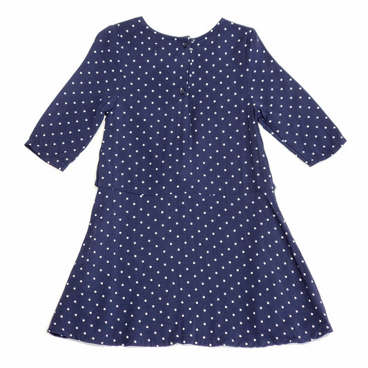 Old Navy Blue White Polka Dot Girls Dress 3T Used, back