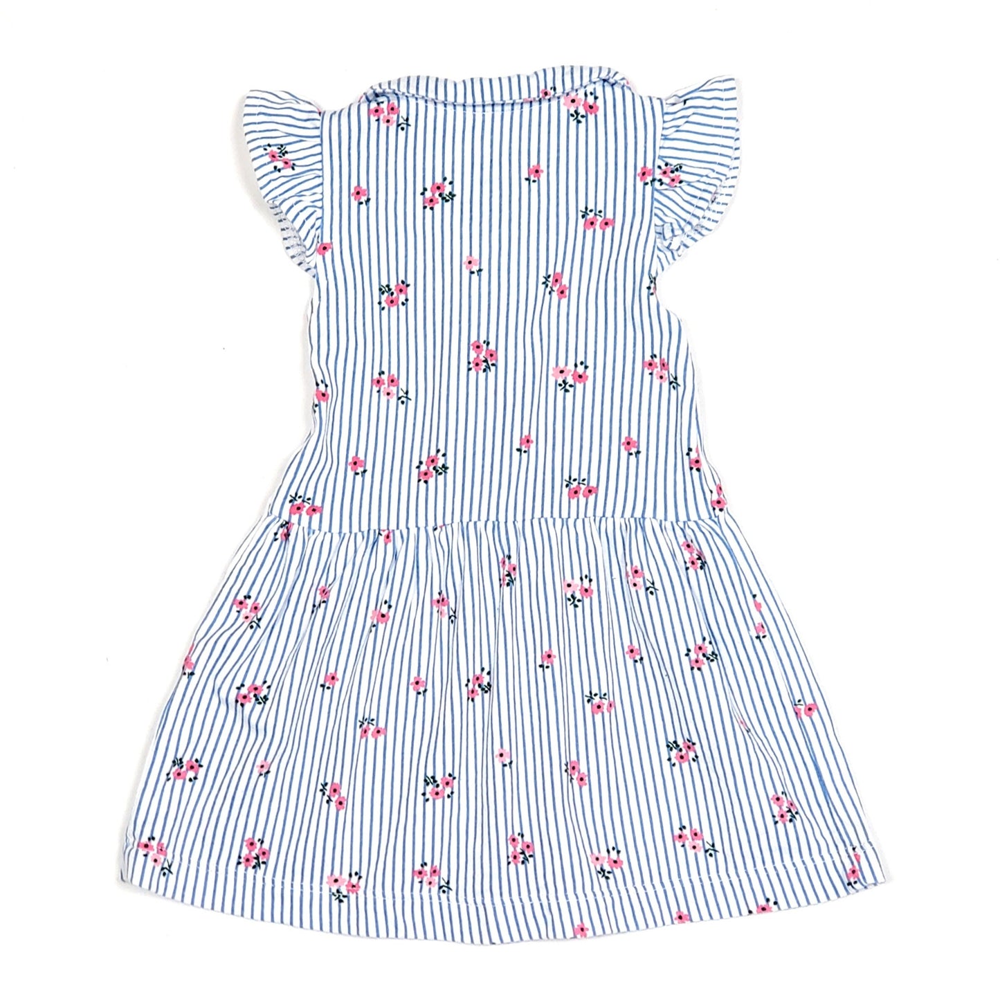 Carters Girls Blue Striped Floral Dress 6M Used View 2