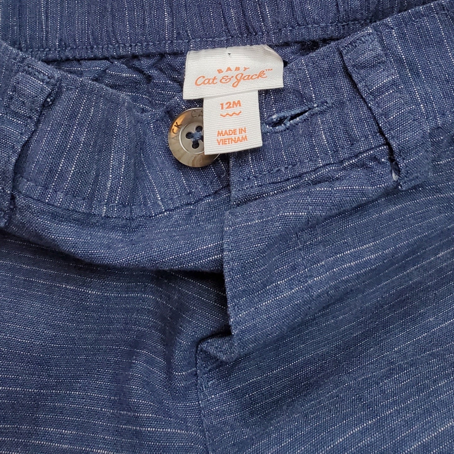Cat Jack Boys Blue White Striped Shorts 12M Used View 3
