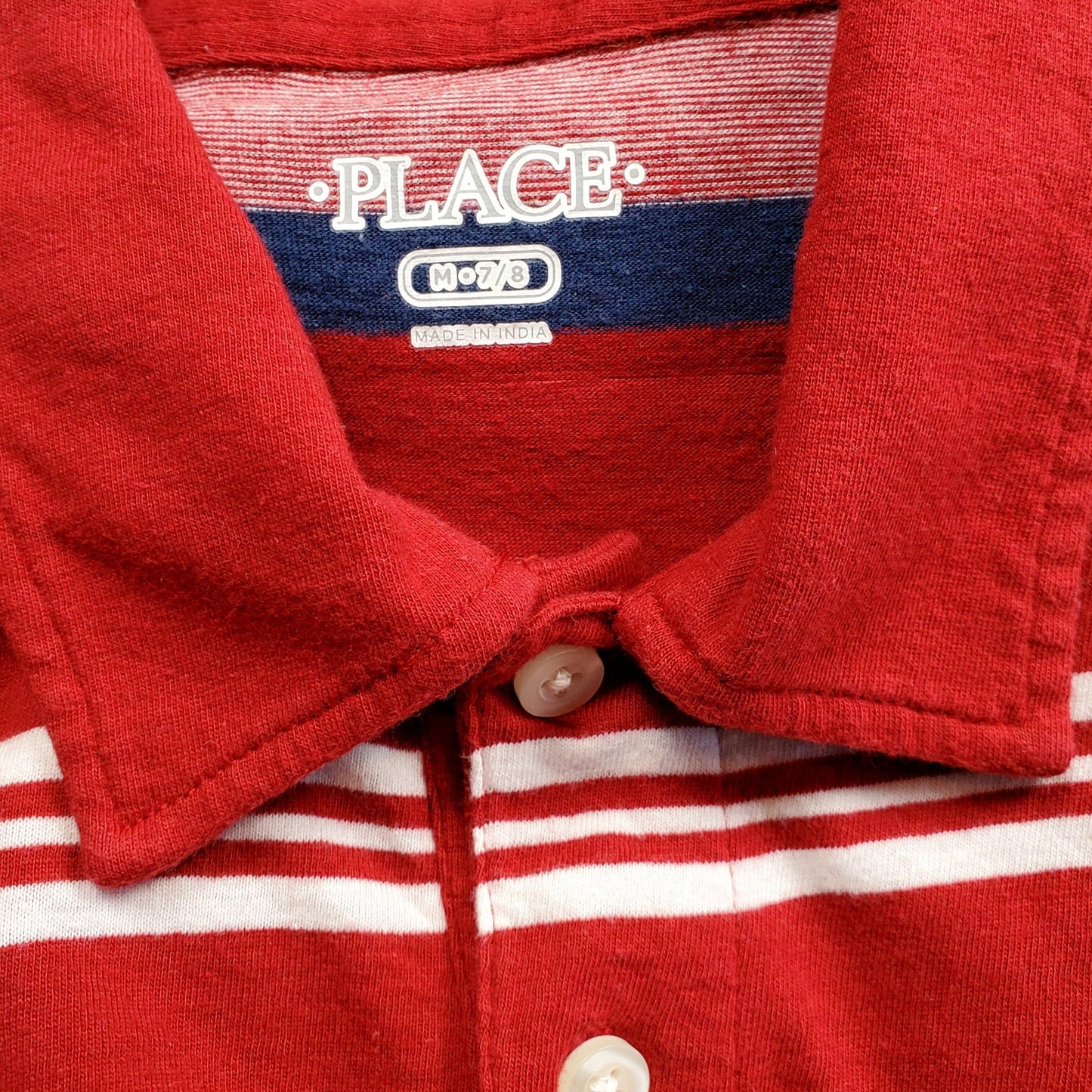 Childrens Place Boys Red Striped Polo Shirt Medium Used View 3