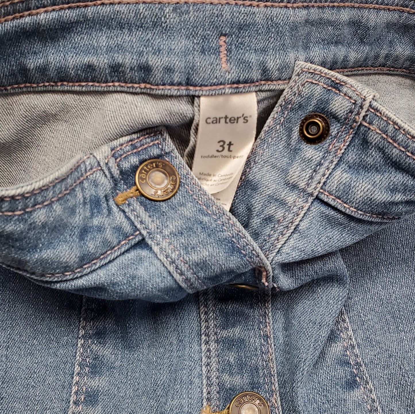 Carters Button Front Denim Girls Skirt 3T Used, close-up