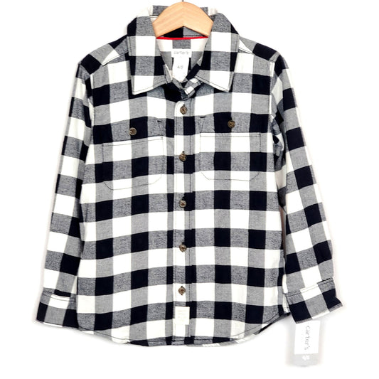 Carters Boys Black White Plaid Shirt, front