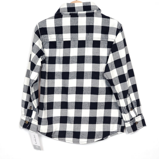 Carters Boys Black White Plaid Shirt, back