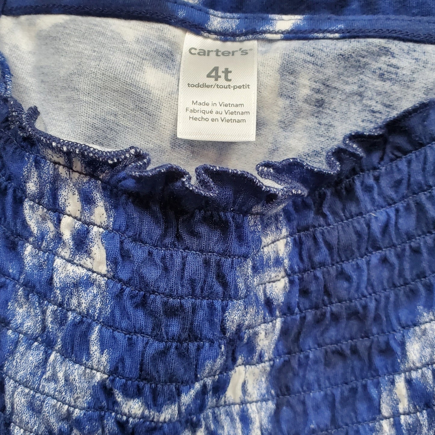 Carters Girls Blue Tie Dye Top 4T Used View 3