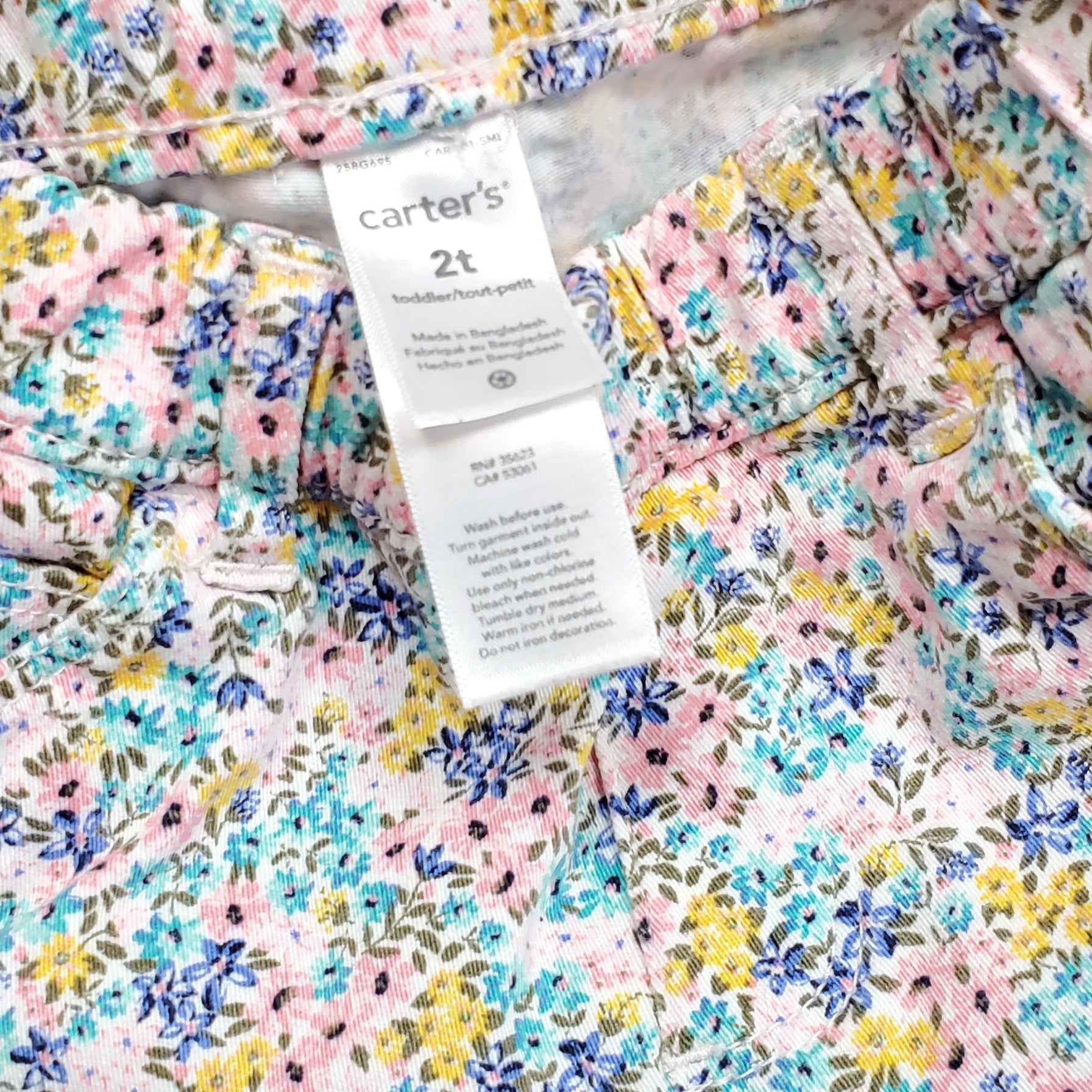 Carters Floral Print Jeggings Girls Sz 2T Used View 3