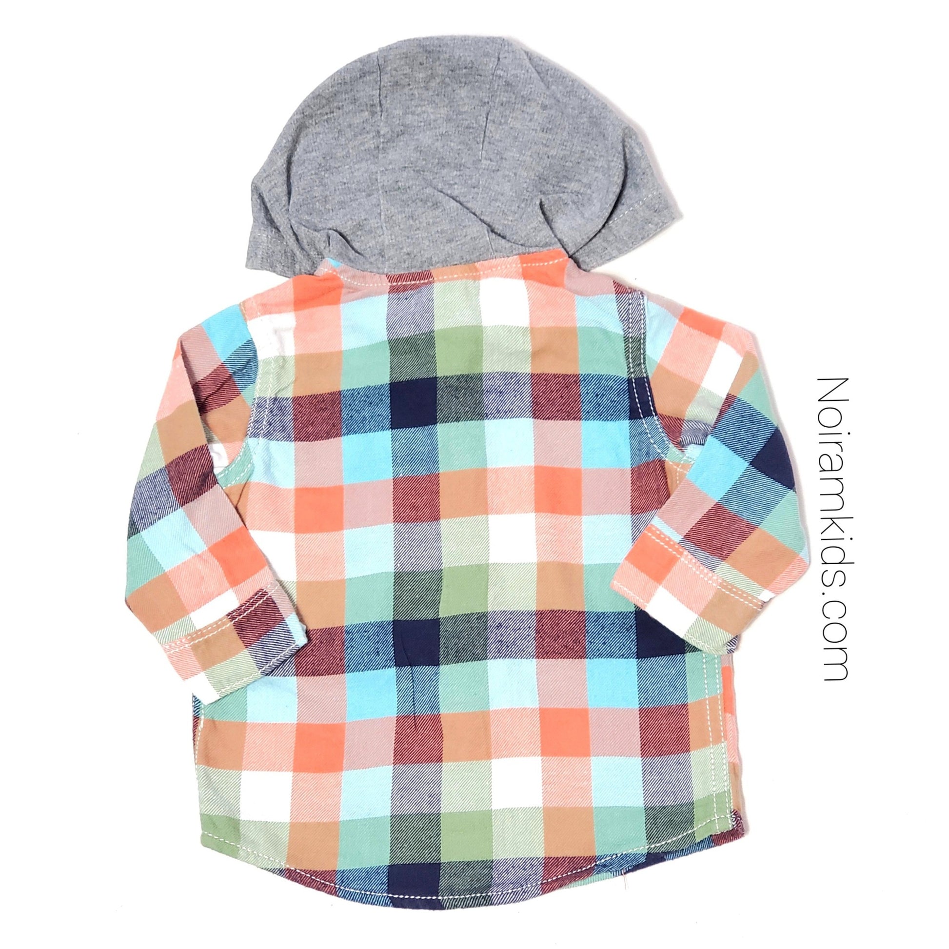 Carters Baby Boys Multicolor Hooded Flannel Shirt Used View 2