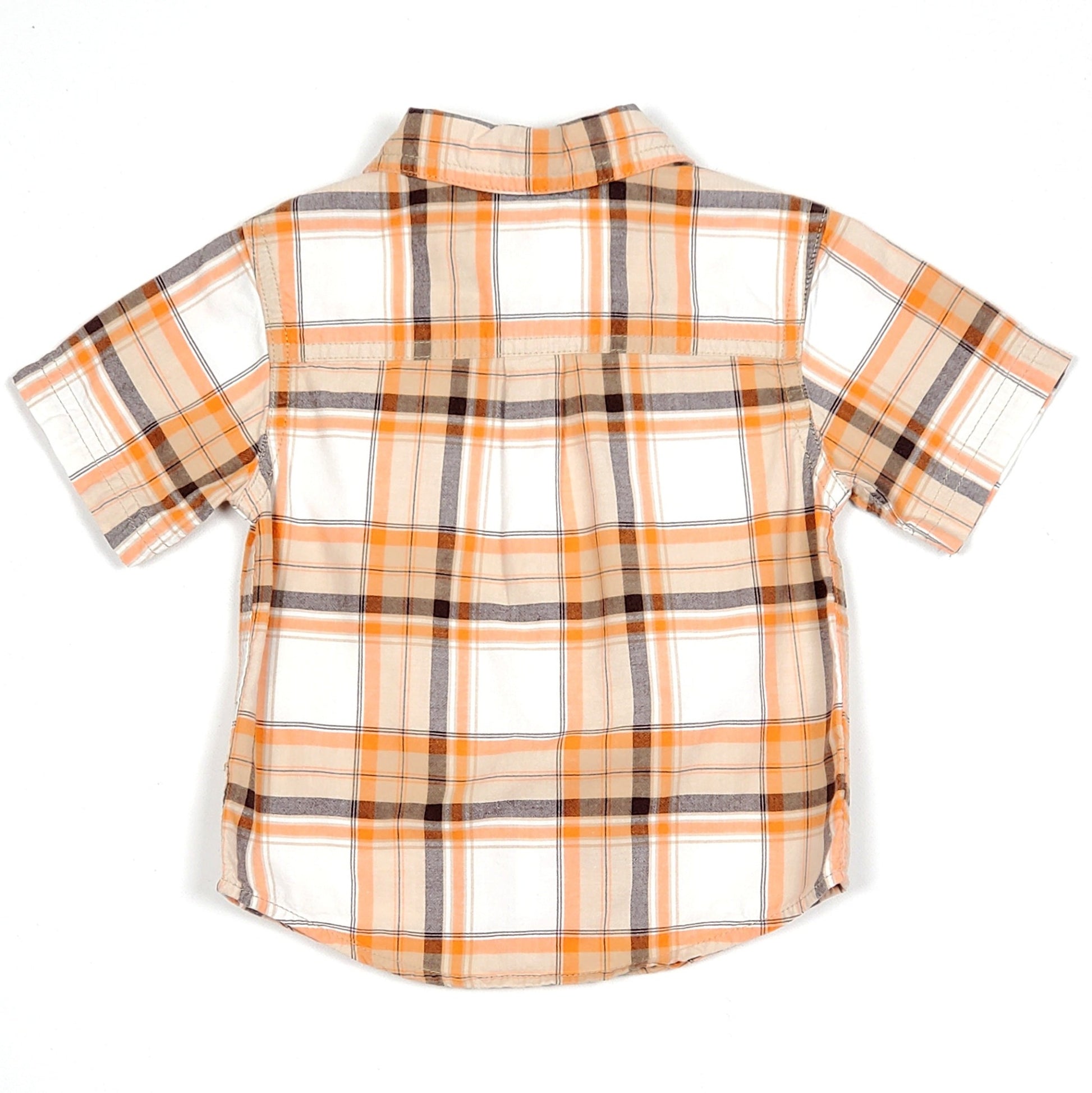 Carters Boys Orange Plaid Shirt 12M Used View 2
