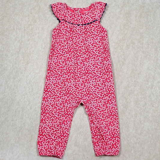 Carters Girls Pink Floral Jumpsuit 12M Used View 1