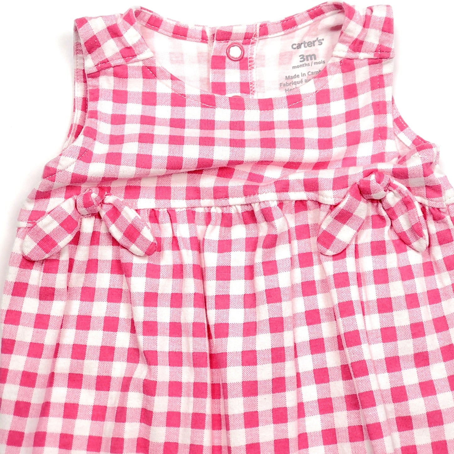 Carters Girls Pink White Plaid Jumpsuit 3M Used View 3