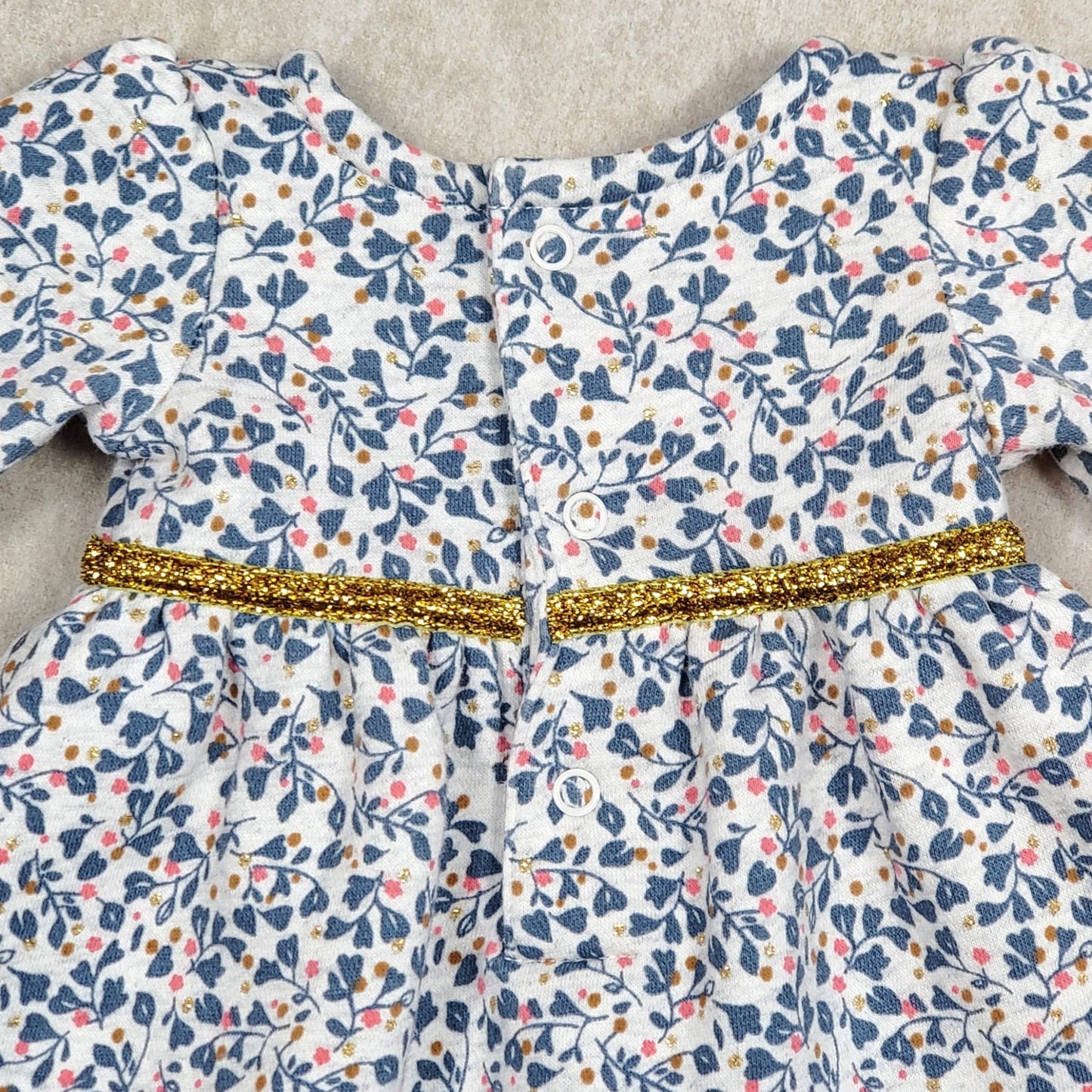 Carters Girls Blue 2 Piece Floral Sweater Dress NB Used View 4