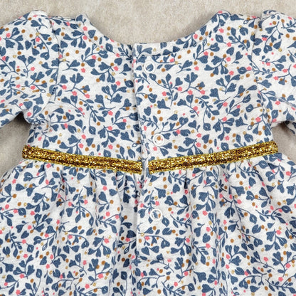 Carters Girls Blue 2 Piece Floral Sweater Dress NB Used View 4