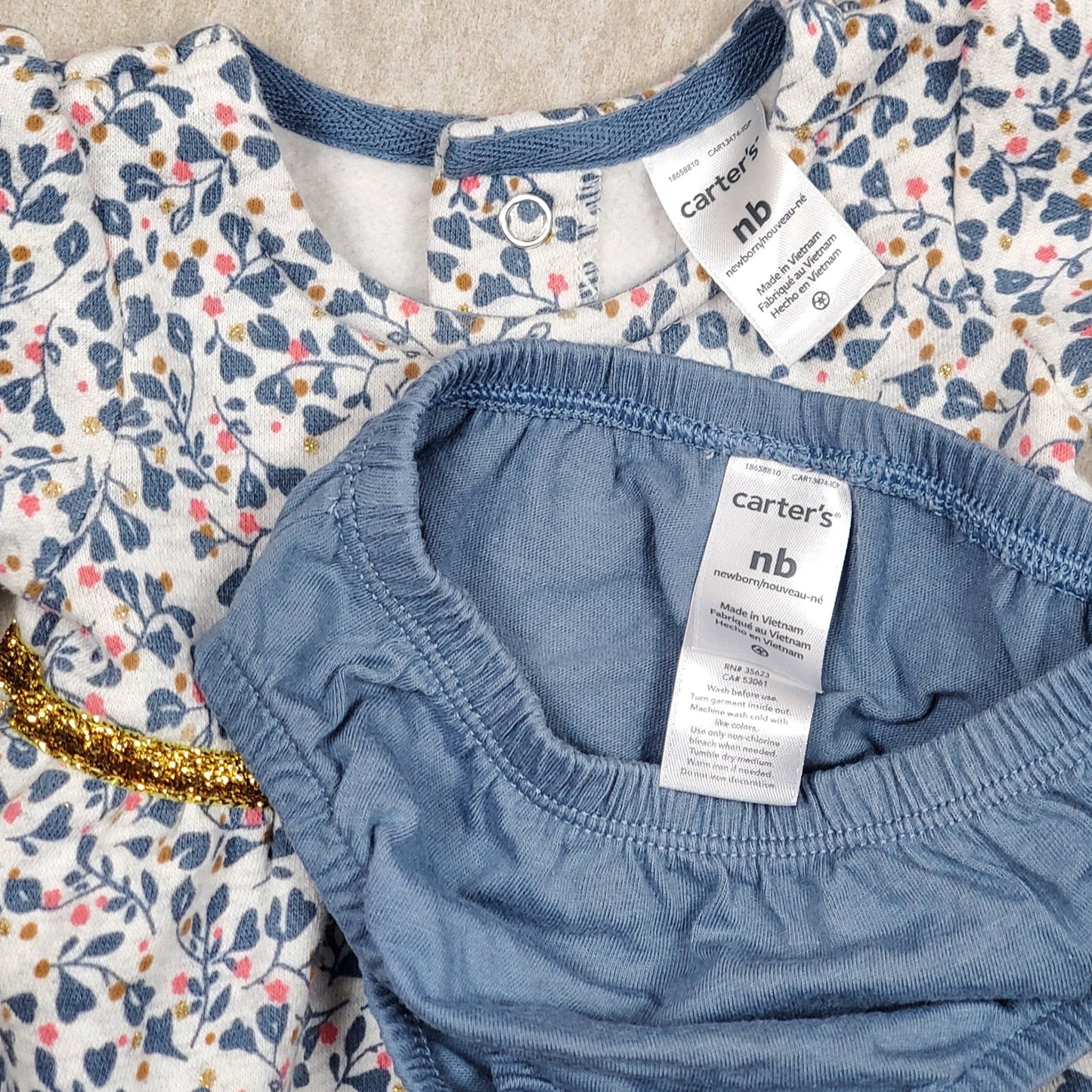 Carters Girls Blue 2 Piece Floral Sweater Dress NB Used View 5