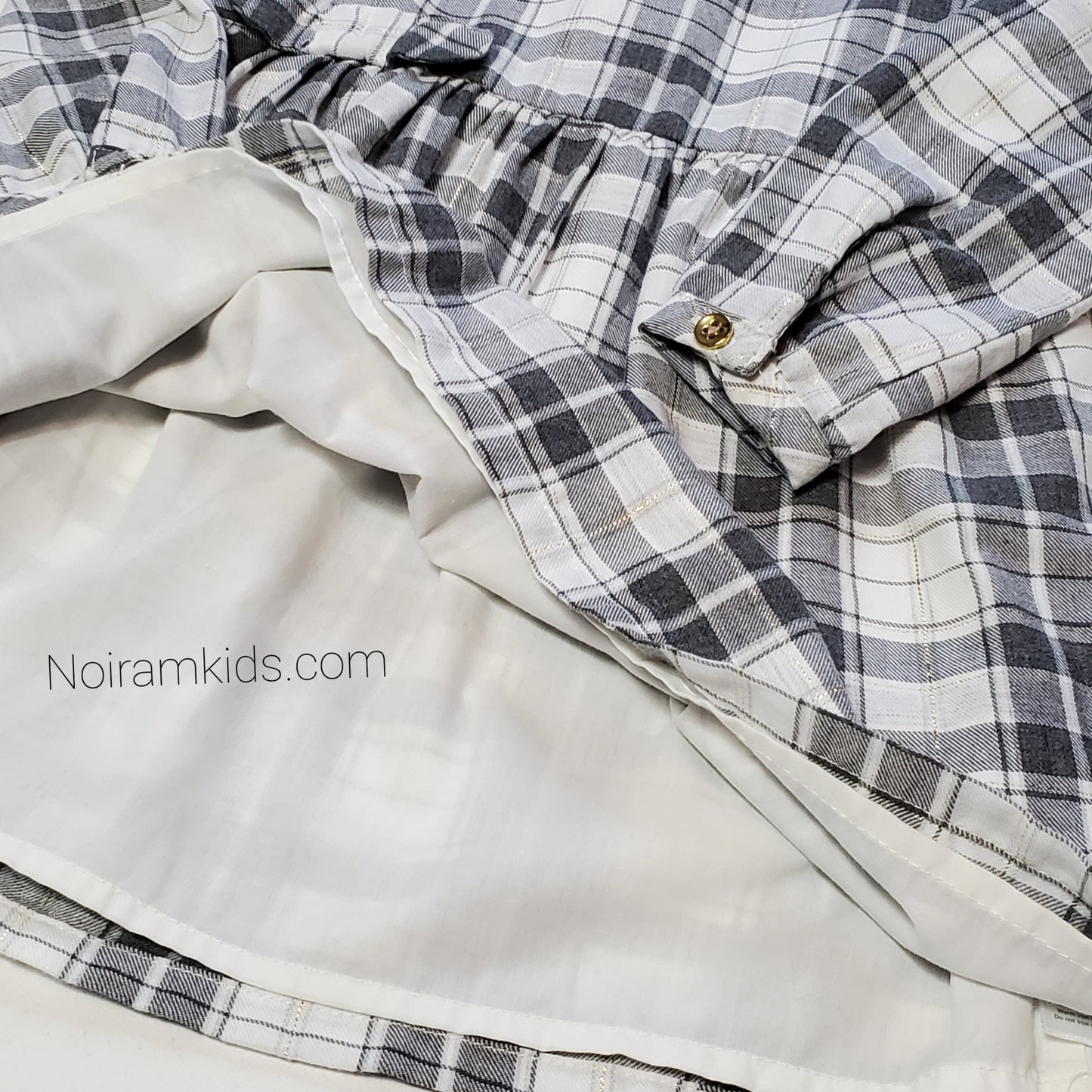 Carters White Grey Plaid Girls Dress 3T Used View 4