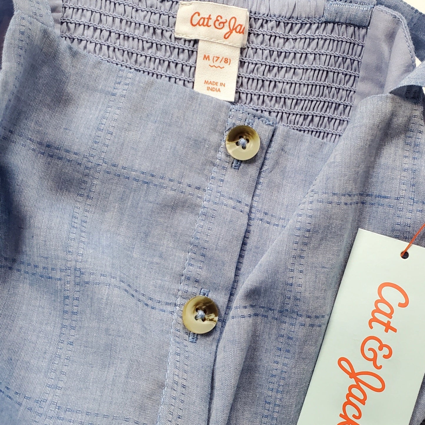 Cat Jack Girls Blue Plaid Dress Size 7 NWT View 4