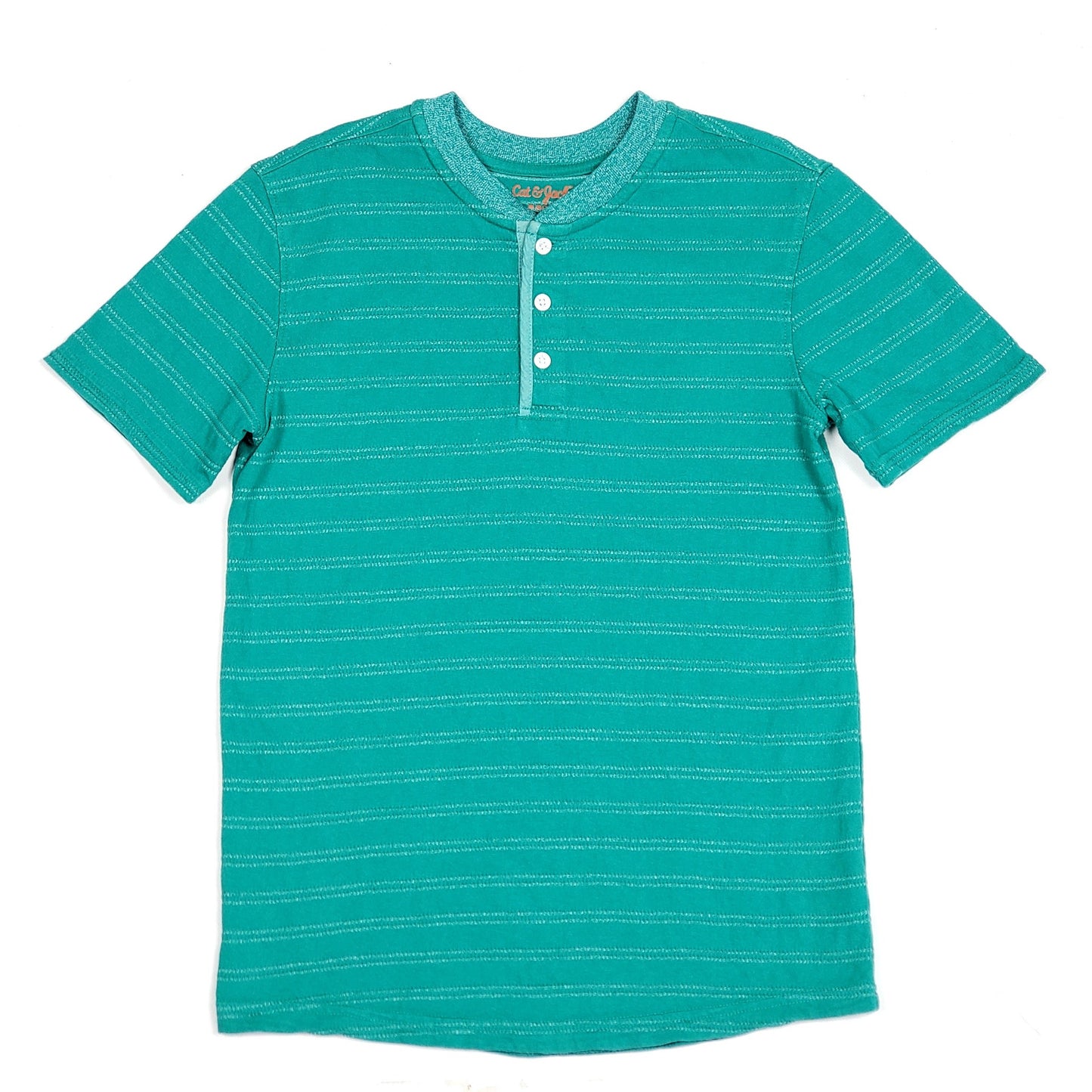 Cat Jack Boys Green Henley Shirt 8 Used View 1
