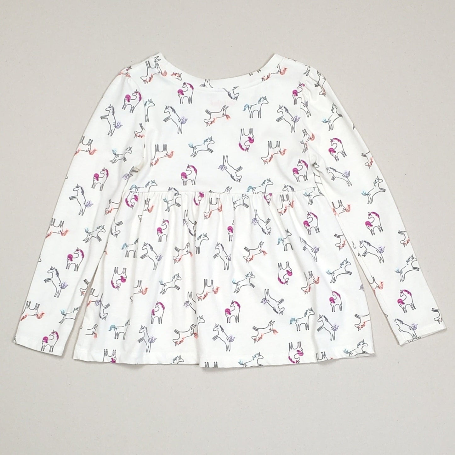 Cat Jack Girls Ivory Unicorn Print Shirt 5T Used View 2